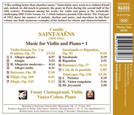 Opere per violino e pianoforte vol.1 - CD Audio di Camille Saint-Saëns - 2