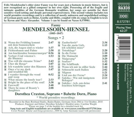 Lieder vol.2 - CD Audio di Fanny Mendelssohn-Hensel - 2