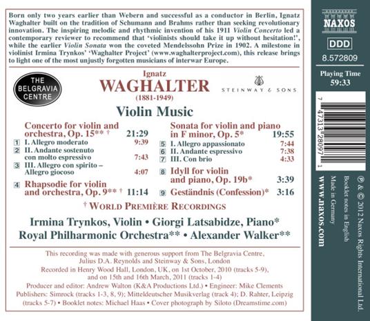 Concerto per Violino e Orchestra Op.15, Rapsodia Op.9 - CD Audio di Ignatz Waghalter - 2