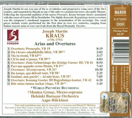 Arie - Ouvertures - CD Audio di Joseph Martin Kraus - 2