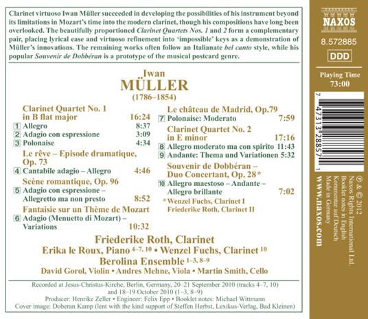 Souvenir De Dobbéran - Quartetti con Clarinetto n.1, n.2 - Le Rêve Op.73 - CD Audio di Iwan Müller - 2