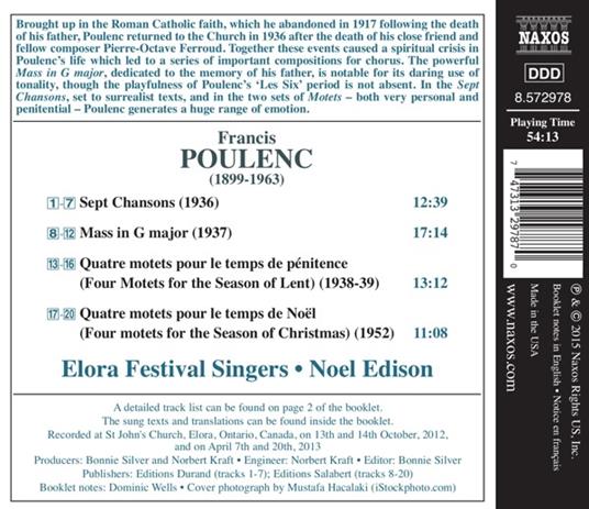 Messa in Sol Maggiore - Sept Chansons - Mottetti - CD Audio di Francis Poulenc - 2