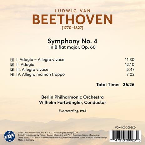 Beethoven. Symphony No. 4 In B Flat Major, Op. 60 - CD Audio di Berlin Philharmonic Orchestra - Wilhelm Furtwangler - 2