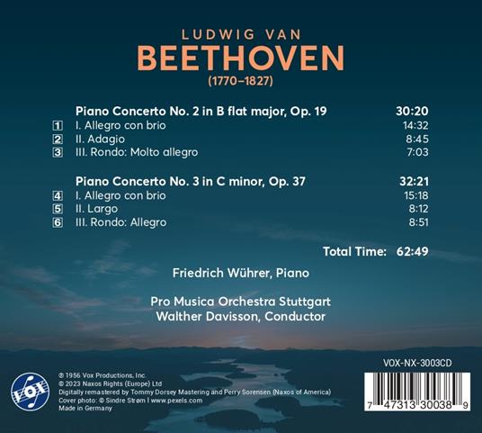 Beethoven. Piano Concertos Nos. 2 & 3 - CD Audio di Friedrich - Pro Musica Orchestra Stuttgart - Walther Wuhrer - 2