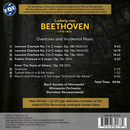 Beethoven. Overtures & Incidental Music - CD Audio di Minnesota Orchestra - Bach Society Of Minnesota - Stanislaw - 2