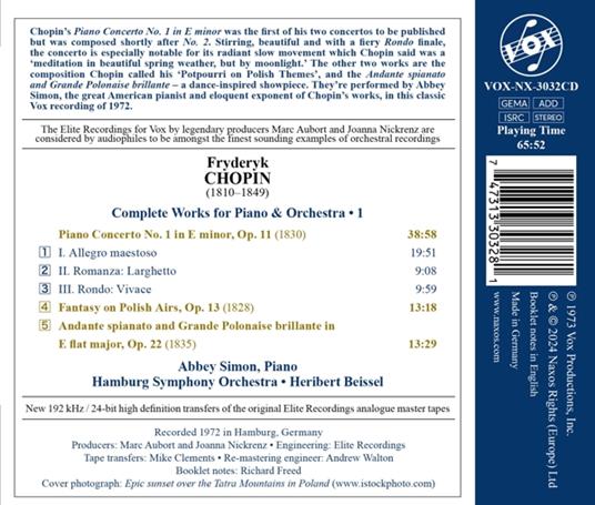 Piano Concerto No. 1, Fantasy On Polish Airs & Andante Spianato and Grande Polonaise Brillante - CD Audio di Frederic Chopin - 2
