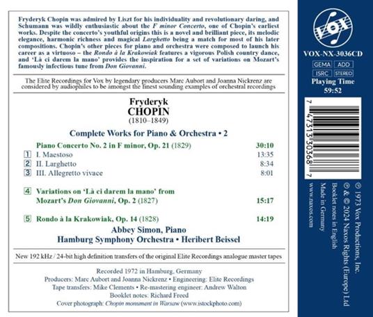 Piano Concerto Nr. 2 - CD Audio di Frederic Chopin - 2