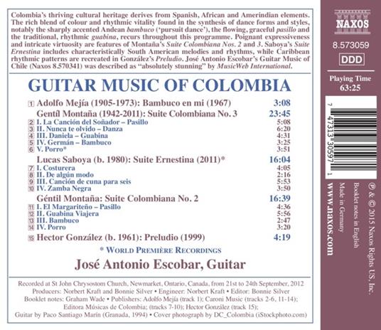 Opere per chitarra di compositori colombiani - CD Audio di José Antonio Escobar - 2