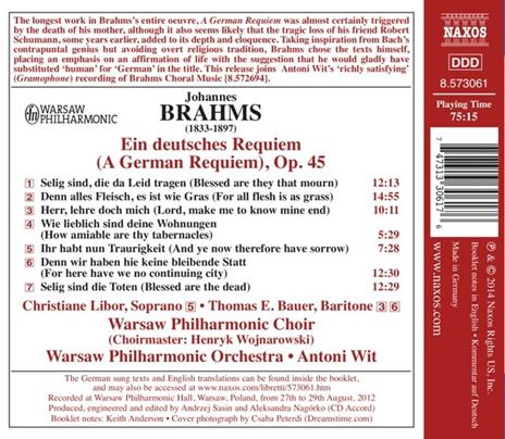 Un Requiem tedesco (Ein Deutsches Requiem) - CD Audio di Johannes Brahms,Antoni Wit - 2