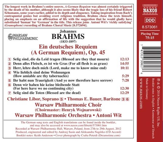 Un Requiem tedesco (Ein Deutsches Requiem) - CD Audio di Johannes Brahms,Antoni Wit - 2