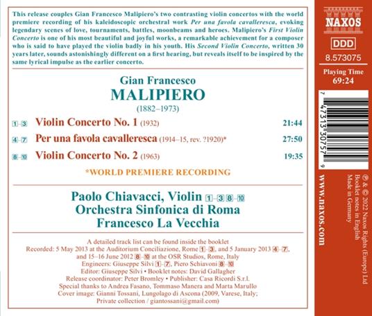 Violin Concertos Nos 1 and 2 - CD Audio di Gian Francesco Malipiero - 2