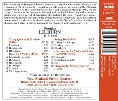 Quartetto per Archi in Mi Minore - Trio per Archi - 2 Duo per 2 Violini - CD Audio di Douglas Lilburn - 2