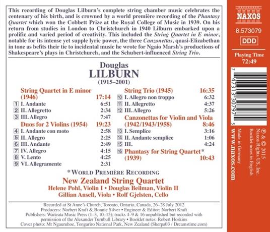 Quartetto per Archi in Mi Minore - Trio per Archi - 2 Duo per 2 Violini - CD Audio di Douglas Lilburn - 2