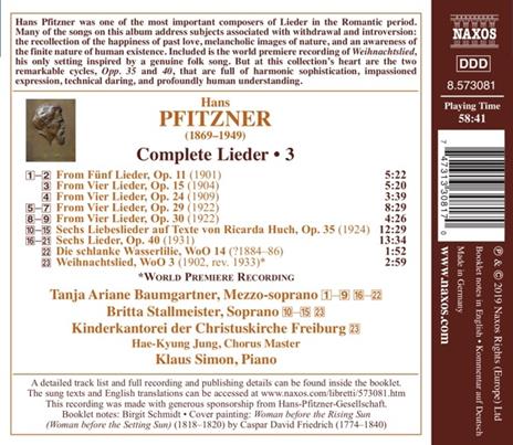 Lieder completi vol.3 - CD Audio di Hans Pfitzner - 2