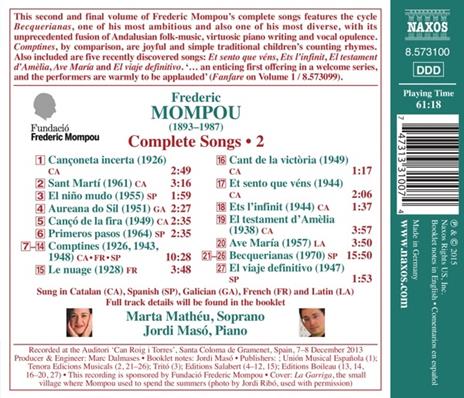 Liriche da Camera vol.2 - CD Audio di Frederic Mompou - 2