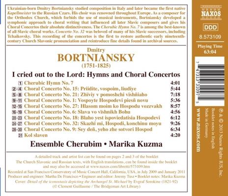 I Cried Out to the Lord. Inni e concerti corali - CD Audio di Dmitry Bortniansky - 2