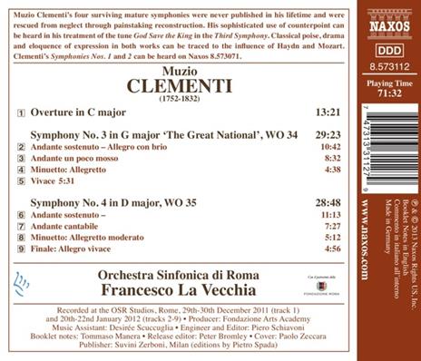 Sinfonie n.3, n.4 - CD Audio di Muzio Clementi - 2