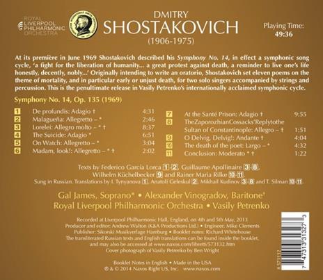 Sinfonia n.14 - CD Audio di Dmitri Shostakovich,Royal Liverpool Philharmonic Orchestra,Vasily Petrenko - 2