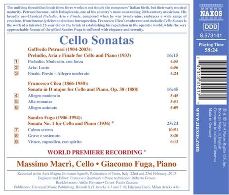 Sonate per violoncello - CD Audio di Goffredo Petrassi,Francesco Cilea,Sandro Fuga - 2