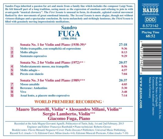 Sonate per violino e pianoforte - CD Audio di Sandro Fuga - 2