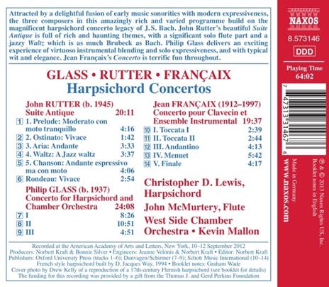 Concerti per clavicembalo - CD Audio di Philip Glass,Jean Françaix,John Rutter,Kevin Mallon,West Side Chamber Orchestra - 2
