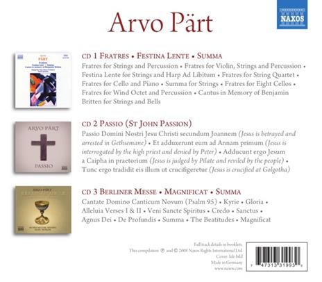 Fratres - Passio - Berliner M - CD Audio di Arvo Pärt - 2