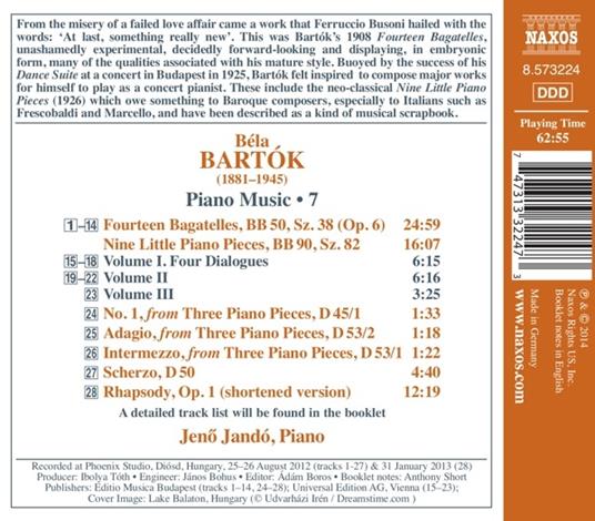 Opere per pianoforte vol.7 - CD Audio di Bela Bartok - 2