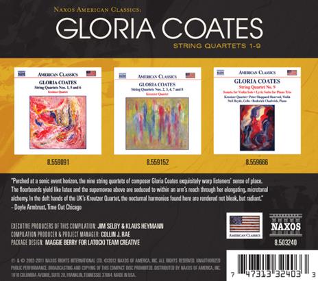Naxos American Classics. Quartetti per Archi 1-9 - CD Audio di Gloria Coates - 2
