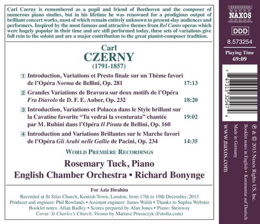 Bel Canto Concertante. Variazioni di Virtuosità per Pianoforte e Orchestra - CD Audio di Richard Bonynge,English Chamber Orchestra,Carl Czerny - 2