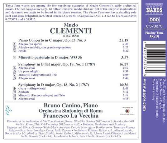 Opere Orchestrali - CD Audio di Muzio Clementi - 2