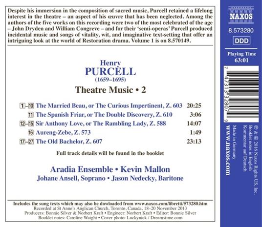 Theatre Music vol.2 - CD Audio di Henry Purcell - 2