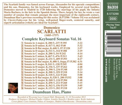 Sonate per Tastiera vol.16 - CD Audio di Domenico Scarlatti - 2