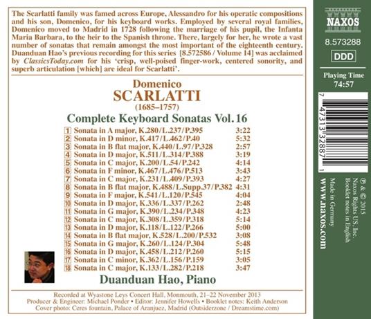 Sonate per Tastiera vol.16 - CD Audio di Domenico Scarlatti - 2