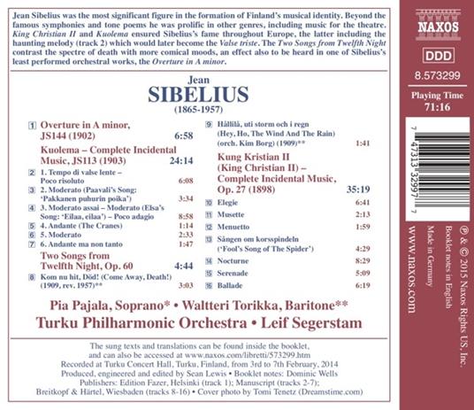 Kuolema - Re Christian II - Ouverture in La minore - Due pezzi da La dodicesima notte - CD Audio di Jean Sibelius - 2