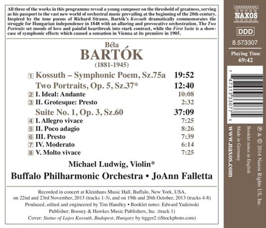 Kossuth - Due Ritratti - Suite N.1 - CD Audio di Bela Bartok,JoAnn Falletta - 2