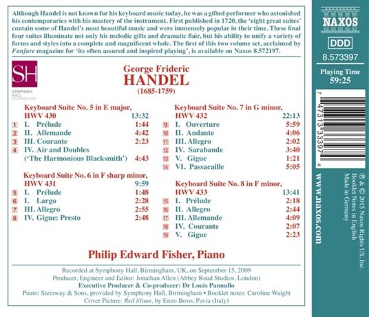 Suites per tastiera vol.2 - CD Audio di Georg Friedrich Händel,Philip Edward Fisher - 2
