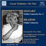 Concerto per violino / Concerto per violino n.3 - CD Audio di Johannes Brahms,Wolfgang Amadeus Mozart,Gioconda De Vito