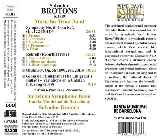Opere per Orchestra di Fiati - CD Audio di Salvador Brotons - 2