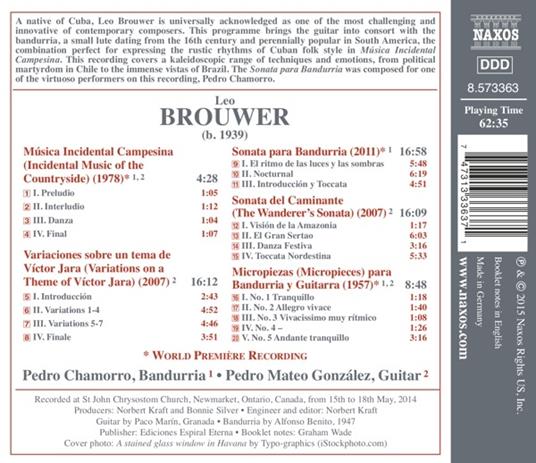Musica per bandurria e chitarra - CD Audio di Leo Brouwer - 2