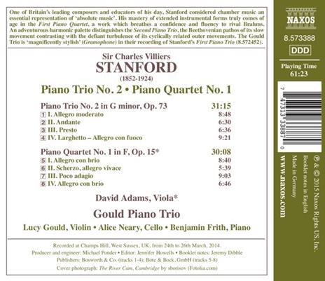 Trii con pianoforte n.1, n.2 - CD Audio di Sir Charles Villiers Stanford,Gould Piano Trio - 2