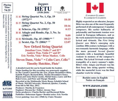 Opere cameristiche per archi - CD Audio di Jacques Hétu - 2