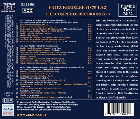 Integrale Delle Registrazioni, vol.7. 1921-1924 - CD Audio di Fritz Kreisler - 2