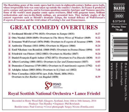 Great Comedy Overtures - CD Audio di Royal Scottish National Orchestra,Lance Friedel - 2
