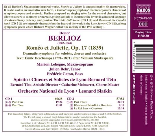Romeo e Giulietta - CD Audio di Hector Berlioz,Leonard Slatkin,Orchestra Nazionale di Lione,Julien Behr - 2