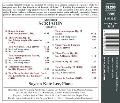 Sonata Fantasia - Improvvisi - Notturni - CD Audio di Alexander Scriabin,Soyeon Kate Lee - 2