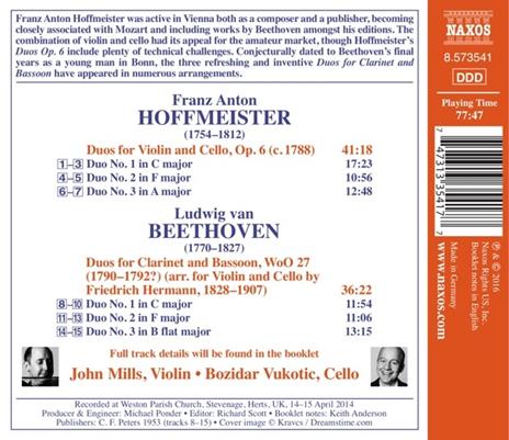 Duetti per violino e violoncello n.1, n.2, n.3 - CD Audio di Franz Anton Hoffmeister - 2