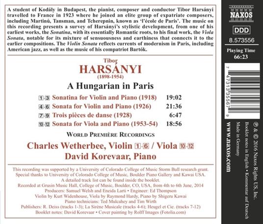 Sonata per violino - Sonata per viola - CD Audio di Tibor Harsanyi - 2