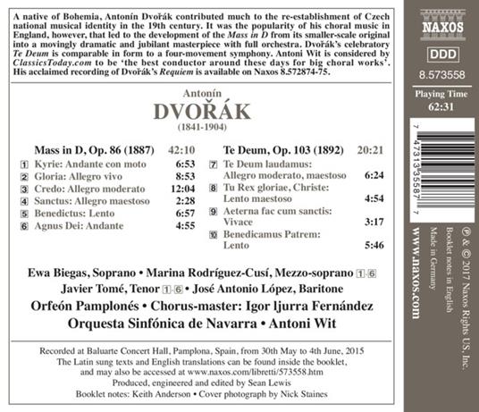 Te Deum op.103 - Messa in Re op.86 - CD Audio di Antonin Dvorak,Antoni Wit - 2
