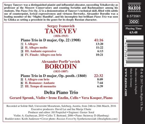 Trii con pianoforte - CD Audio di Alexander Borodin,Sergej Taneyev,Delta Piano Trio - 2