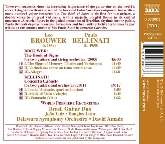 The Book of Signs. Musica per due chitarre e archi - CD Audio di Leo Brouwer,David Amado,Paulo Bellinati - 2